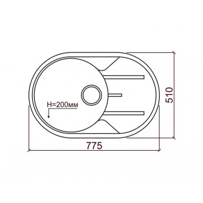 000500 Мойка Tolero R-116 №001 Серый металик 775x500 (чаша 440хh200)